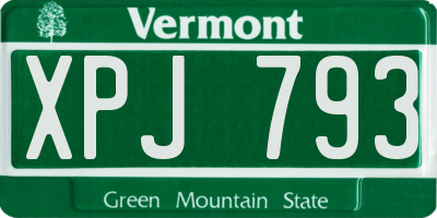 VT license plate XPJ793