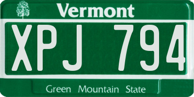 VT license plate XPJ794