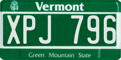 VT license plate XPJ796