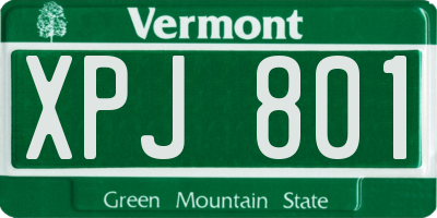 VT license plate XPJ801