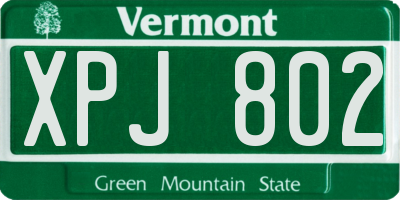 VT license plate XPJ802