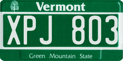 VT license plate XPJ803