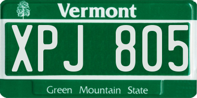 VT license plate XPJ805
