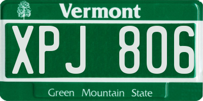VT license plate XPJ806