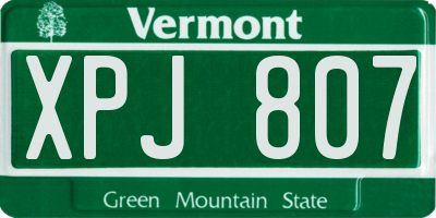 VT license plate XPJ807