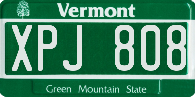 VT license plate XPJ808