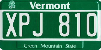 VT license plate XPJ810