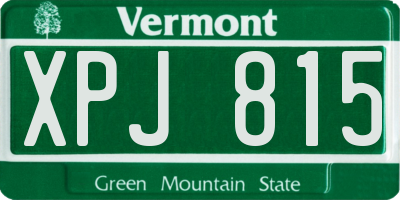 VT license plate XPJ815