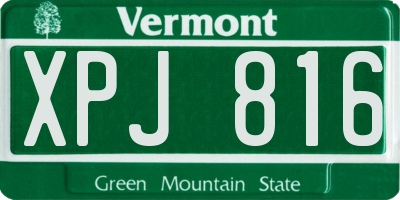 VT license plate XPJ816