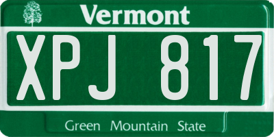 VT license plate XPJ817