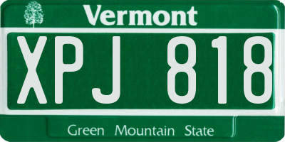 VT license plate XPJ818