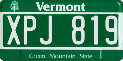 VT license plate XPJ819