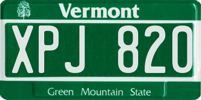 VT license plate XPJ820