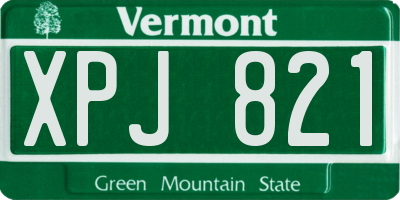 VT license plate XPJ821