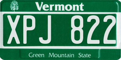 VT license plate XPJ822