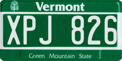 VT license plate XPJ826