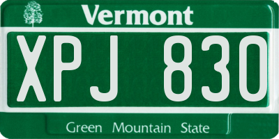 VT license plate XPJ830