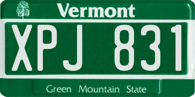 VT license plate XPJ831