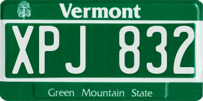VT license plate XPJ832