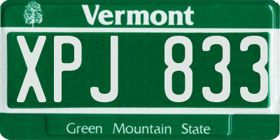 VT license plate XPJ833