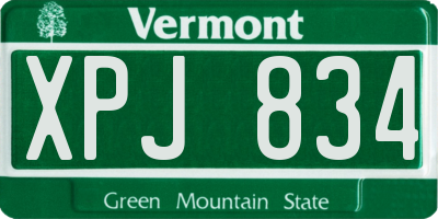 VT license plate XPJ834