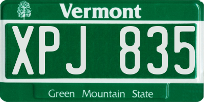 VT license plate XPJ835