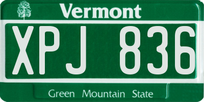 VT license plate XPJ836