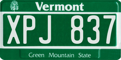 VT license plate XPJ837