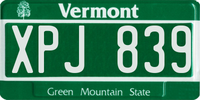 VT license plate XPJ839