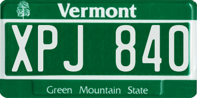VT license plate XPJ840