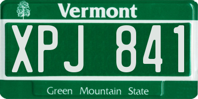 VT license plate XPJ841