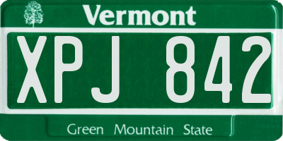 VT license plate XPJ842