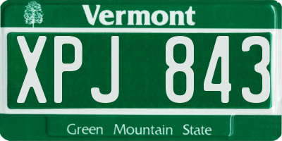 VT license plate XPJ843