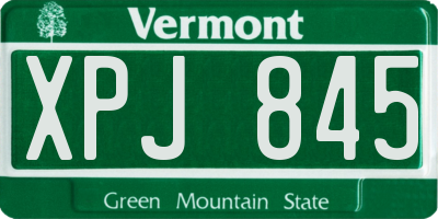 VT license plate XPJ845
