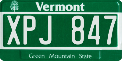 VT license plate XPJ847