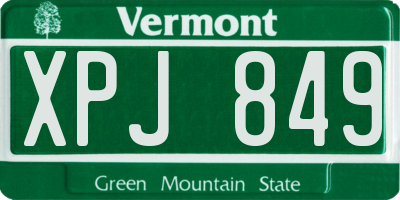 VT license plate XPJ849