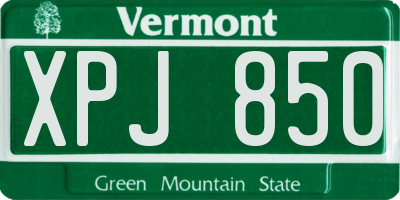 VT license plate XPJ850