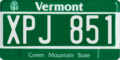 VT license plate XPJ851