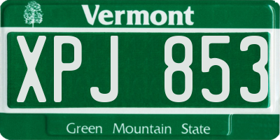 VT license plate XPJ853