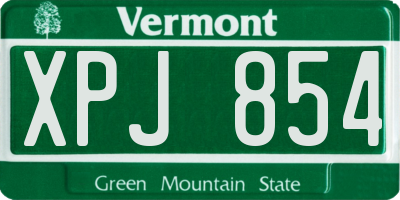 VT license plate XPJ854