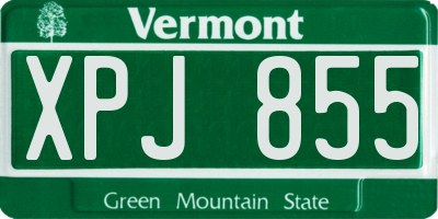 VT license plate XPJ855