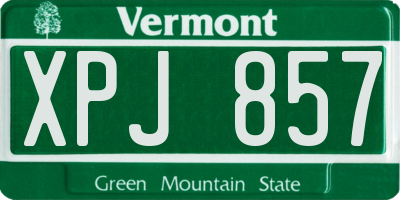 VT license plate XPJ857