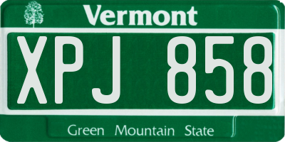 VT license plate XPJ858