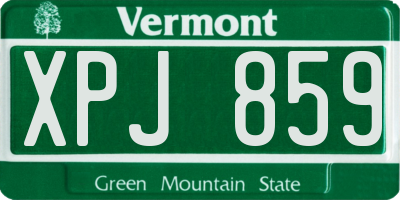 VT license plate XPJ859