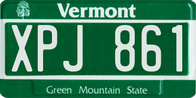 VT license plate XPJ861