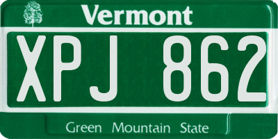 VT license plate XPJ862