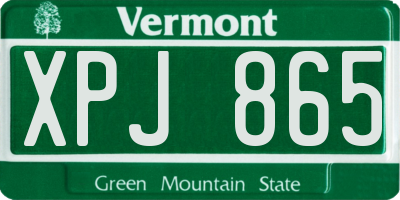 VT license plate XPJ865