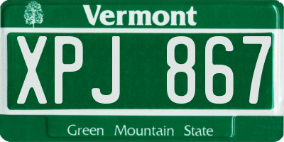 VT license plate XPJ867