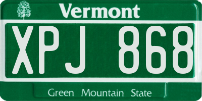 VT license plate XPJ868