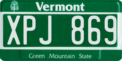VT license plate XPJ869